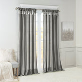 Twist Tab Lined Window Curtain Panel Charcoal 50x120"