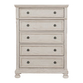Wire-Brushed White Finish 1pc Chest of Drawers with Ball Bearing Glides Transitional Bedroom Furniture