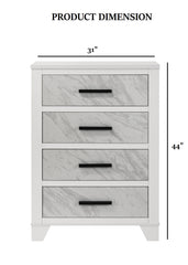 Contemporary Style 1pc Chest English Dovetail Drawer Metal Center Glides Black Handles White Finish Bedroom Furniture