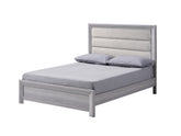1pc King Panel Bed Plush Channel Tufted Headboard Neutral Gray Driftwood Finish Contemporary Design