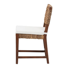 Handwoven Seagrass Dining Chair with Mahogany Wood Frame - Woven Back and Seat Chair for Dining Room or Kitchen, Earthy Brown