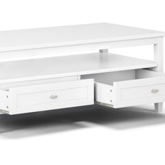 Warm Shaker Solid Wood 48 inch Wide Transitional Coffee Table in White