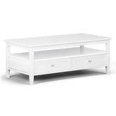 Warm Shaker Solid Wood 48 inch Wide Transitional Coffee Table in White