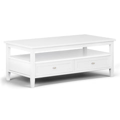 Warm Shaker Solid Wood 48 inch Wide Transitional Coffee Table in White
