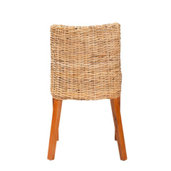 Bohemian Light Honey Kubu Rattan and Mahogany Wood Dining Chair