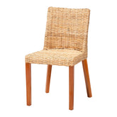 Bohemian Light Honey Kubu Rattan and Mahogany Wood Dining Chair