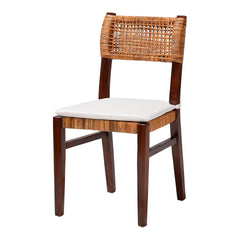 Bohemian Light Honey Rattan and Dark Brown Wood Dining Chair
