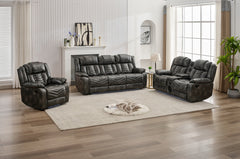 MS Power M073 321 3 Pieces Power Reclining Sofa Sets,Technical leather Power reclining Loveseat Power recliner w/ wireless charger / LED strip for Living Room,Grey