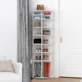 8 Tier Rotating Shoe Rack Tower, Spinning Shoe Display, Shoe Organizer,360 Shoe Rack Storage Round Carousel, Vertical Handbag Rotate Shoes Closet Organization (WHITE)