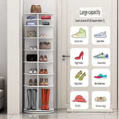 8 Tier Rotating Shoe Rack Tower, Spinning Shoe Display, Shoe Organizer,360 Shoe Rack Storage Round Carousel, Vertical Handbag Rotate Shoes Closet Organization (WHITE)
