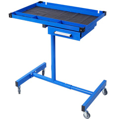 Adjustable Tear Down Work Table with Drawer for Garages, Repair Shops, and DIY, Portable, (4) 2.5" Swivel Casters, 220 Pound Capacity, Rubber Corners, Heavy Duty Steel,blue