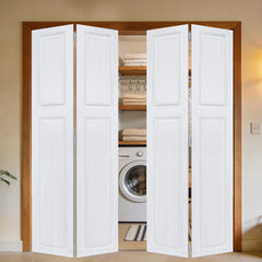 Double 2 panel bi-fold 84 in.X72 in. MDF white walnut Barn Sliding Door With Hardware kit
