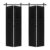 Doubel 2-panel bi-fold 84 in.X84 in. MDF black walnut Barn Sliding Door With Hardware kit