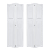 Double 2 panel bi-fold 96 in.X76 in. MDF white walnut Barn Sliding Door With Hardware kit