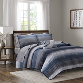 6-Piece Twin 6 Piece Quilt Set with Cotton Bed Sheets,Navy