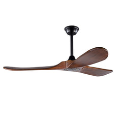 52" Ceiling Fan with Remote Control No Lights,Modern Reversible DC Motor Indoor Outdoor 3 Blades Ceiling Fans for Patio Bedroom Living Room(Black+Dark Walnut