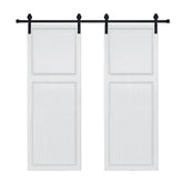 Double Modern 2 panel 24 in. x 84 in. MDF white walnut Barn Sliding Door With Hardware kit