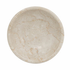 7x7x4" Round Marble Pedestal Fruit Bowl, Cream