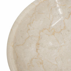 7x7x4" Round Marble Pedestal Fruit Bowl, Cream