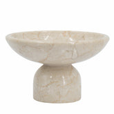 7x7x4" Round Marble Pedestal Fruit Bowl, Cream