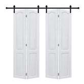 YGDual CNC crafted bi-fold door 3/4'' thick 36 in. x 83 in. MDF White Barn Sliding Door With Hardware kit