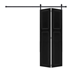 2-panel bi-fold 80 in.X30 in. MDF black walnut Barn Sliding Door With Hardware kit