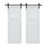 Dual 2-Panel Cottage style door 3/4” thick 56 in. x 80 in. MDF White Barn Sliding Door With Hardware kit