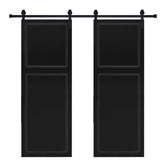 Double Modern 2 panel 84 in.X82 in. MDF black walnut Barn Sliding Door With Hardware kit