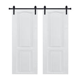 Dual CNC crafted modern door 3/4" thick 48 in. x 84 in. MDF White Barn Sliding Door With Hardware kit