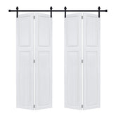 Doubel 2-panel bi-fold 96 in.X60 in. MDF white walnut Barn Sliding Door With Hardware kit