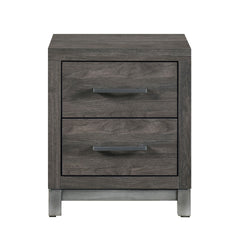 Modern Sleek Design Bedroom Furniture 1pc Beautiful Nightstand with 2 Drawers Brownish Gray and Antique Silver Finish
