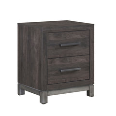 Modern Sleek Design Bedroom Furniture 1pc Beautiful Nightstand with 2 Drawers Brownish Gray and Antique Silver Finish