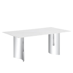 ONLY TABLE LEG.Stainless steel curved table legs: single pack, polished, sturdy table/desk support, ideal for modern home and office furniture in the United States.Only used as a table accessory.