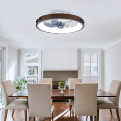20" Ceiling Fans with Lights Kit (Led) and Remote Control, 3000-6500K Dimmable Modern Flush Mount LED Fan Light, 6 Speeds, Quiet DC Motor For Living room, Bedroom,Kitchen----Wood+White