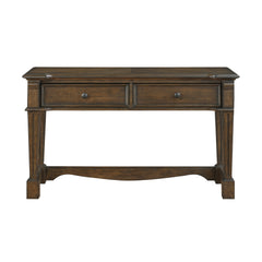 Classic Traditional Brown Finish Sofa Console Table with 2x Drawers Durable Wood Living Room Furniture 1pc