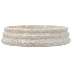 D8.5x2" Decorative Cream Marble Bowl with Round Ribbed Design