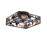 20'' Square Fabric Farmhouse Flush Mount Ceiling Fan .Bladeless Ceiling Fan 6 Speed Reversible with Remote Control,Flush Mount Ceiling Fan for Bedroom, Living Room--NOT Included Bulbs--Matte Black