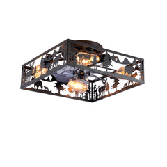 20'' Square Fabric Farmhouse Flush Mount Ceiling Fan .Bladeless Ceiling Fan 6 Speed Reversible with Remote Control,Flush Mount Ceiling Fan for Bedroom, Living Room--NOT Included Bulbs--Matte Black
