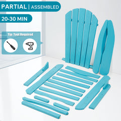 Embossed Wooden Outdoor Folding Adirondack Chair with Pre-Assembled BackRest & SeatBoard,Wood Patio Chair for Garden Backyard Porch Pool Deck Firepit with Wood Grain