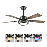 42" 5PCS Plywood Blades Ceiling Fan with LED Light 3000-6500K Dimmable,Quiet DC Motor Ceiling Fans 6 Speed Levels,Reversible Ceiling Fan,for Patio Living Room, Bedroom, Office,Indoor.(Matte Black)