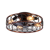 20 INCH Caged Ceiling Fan with Lights and Remote Control ,Reversible Motor, DC Remote Control,6 Speed Ceiling Fan,Timing Fan Lamp--NOT Included Bulbs(Matte Black )