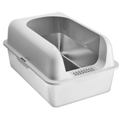 6 in Deep Cat Litter Box Odor-Free Litter Box with Filtering Foot Board