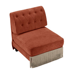 Armless Sofa Velvet-Red Brown