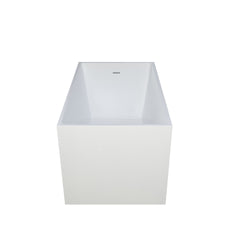 47"×28" Free Standing Soaker Acrylic Bathtub, Rectangular Shape Soaker Hot Tub (White)
