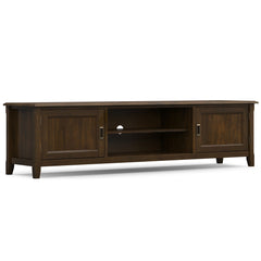 Burlington 72 inch Wide Solid Wood Low TV Stand in Mahogany Brown For TVs up to 80 inches