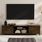 Burlington 72 inch Wide Solid Wood Low TV Stand in Mahogany Brown For TVs up to 80 inches