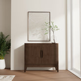 Harper 38 inch Wide Solid Wood 2 Door Sideboard Buffet in Walnut Brown