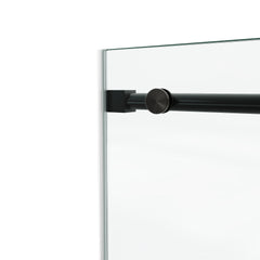 60*79"Fixed & Sliding Shower Door, Round Tube Hardware, Clear Glass Shower Door, 3/8″ (10mm) SGCC Tempered Glass, Stainless Steel