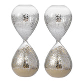 Set of 2, 3.2x3.2x8" Peleus 30-Minute Silvered Hourglass, Bisque Sand