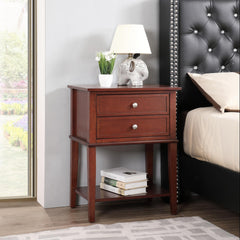 Sleek Cherry Nightstand With Storage Shelf